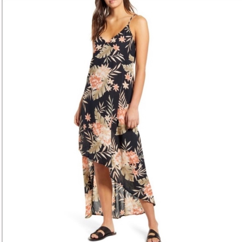 BILLABONG The Best dress tropical prints hi-lo asymmetric hem maxi women size S